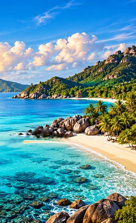 Turquoise water and a quiet beach on a Caribbean island